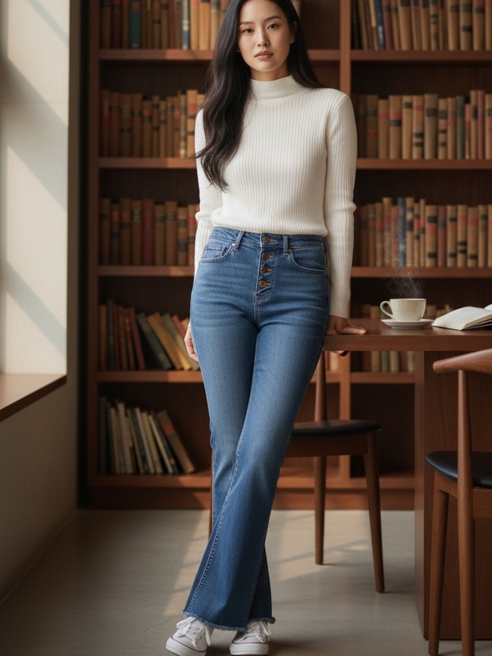 J. Crew High-Rise Button-Fly Blue Flare Jeans